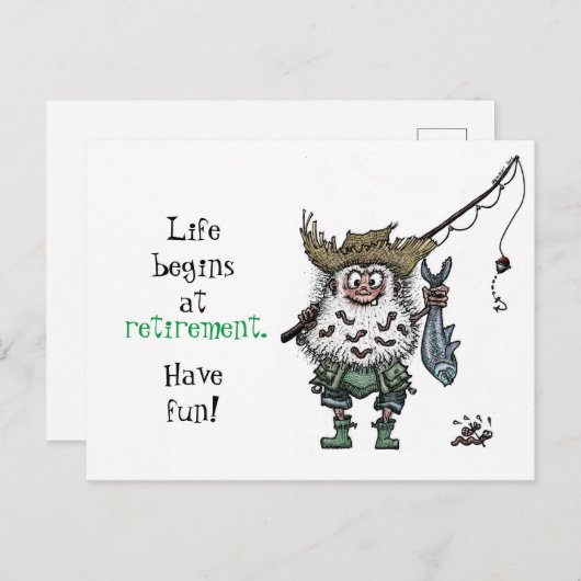 定年から始まる本当の人生 - ユーモア ポストカード (正面/裏面)