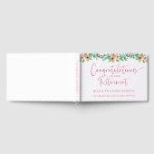 定年の熱帯フローラピンクのスクリプトおめでとう ゲストブック (全面)