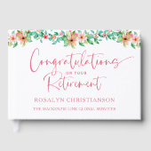 定年の熱帯フローラピンクのスクリプトおめでとう ゲストブック (正面)