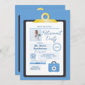 定年ドクター処方箋型枠パーティー博士 招待状 (正面/裏面)
