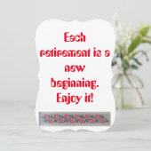 定年パーティの招待状赤黒白 (スタンド正面)