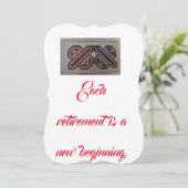 定年パーティの招待状赤黒白 (スタンド正面)