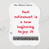 定年パーティの招待状赤黒白 (正面/裏面)