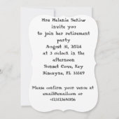 定年パーティの招待状赤黒白 (裏面)