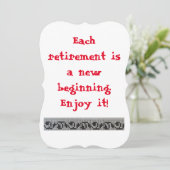 定年パーティの招待状赤黒白 (スタンド正面)