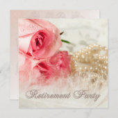 定年パーティの招待状(バラと真珠) 招待状 (正面/裏面)