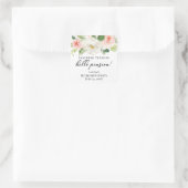 定年パーティーシール、ピンクとアイボリーの花 スクエアシール (バッグ)