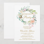 定年パーティーローズの花のガーランド 招待状 (正面/裏面)