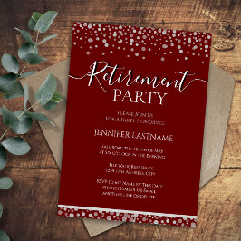 定年パーティーワインとシルバー紙吹雪 招待状