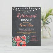 定年パーティー招待状 女性 花柄 招待状 (スタンド正面)