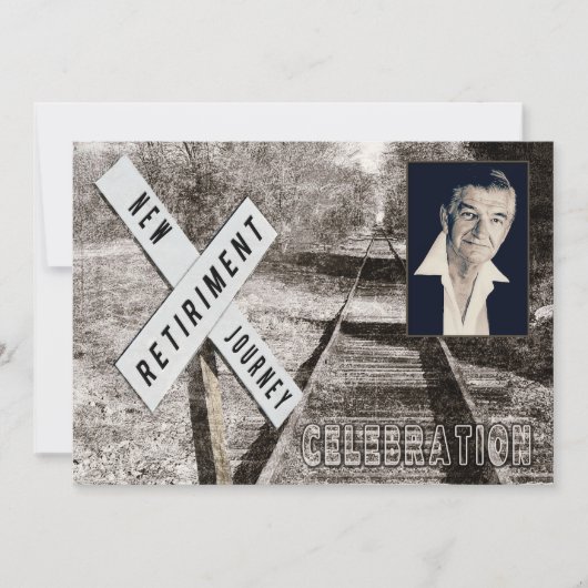 定年パーティー招待状 - 新たな旅のスタート - 鉄道 招待状 (正面)