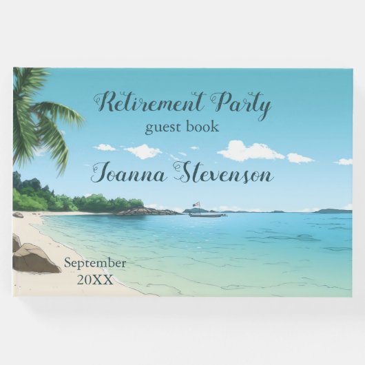 定年パーティー熱帯ビーチヤシの木 ゲストブック (正面)