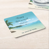 定年パーティー熱帯ビーチヤシの木 スクエアペーパーコースター (アングル)