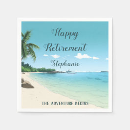 定年パーティー熱帯ビーチヤシの木 スタンダードカクテルナプキン