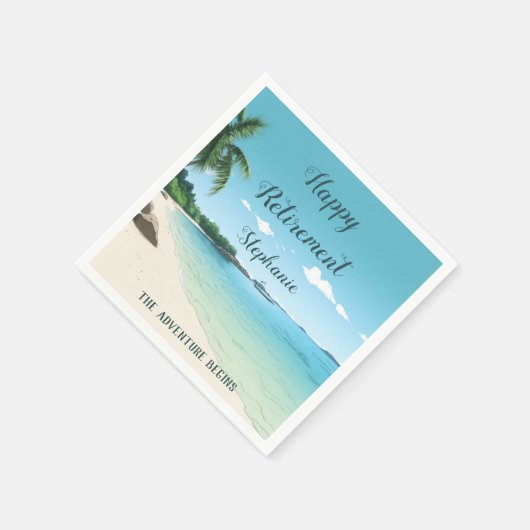 定年パーティー熱帯ビーチヤシの木 スタンダードカクテルナプキン (角)