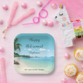 定年パーティー熱帯ビーチヤシの木 ペーパープレート (パーティー)