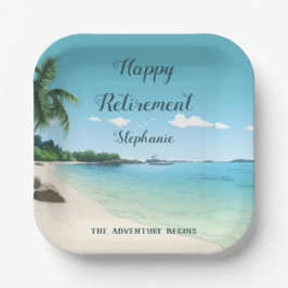 定年パーティー熱帯ビーチヤシの木 ペーパープレート