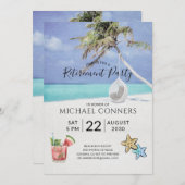 定年パーティー熱帯ビーチ 招待状 (正面/裏面)