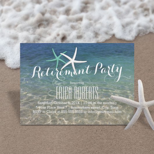 定年パーティー熱帯夏ビーチヒトデ 招待状