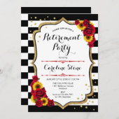 定年パーティー - ひまわりとバラ 招待状 (正面/裏面)