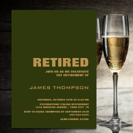 定年パーティー モダン シンプル 緑と金 招待状