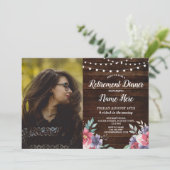 定年パーティー 引退 木 ピンクの花 写真 招待状 (スタンド正面)