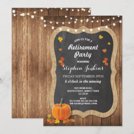 定年パーティー　木製の手描きの招待状 招待状