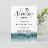 定年パーティー　素朴な森林 山々 招待状 (スタンド正面)