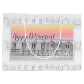 定年ビーチ小屋アットサンセットラージ抱き枕 ラージペーパーバッグ (裏面)