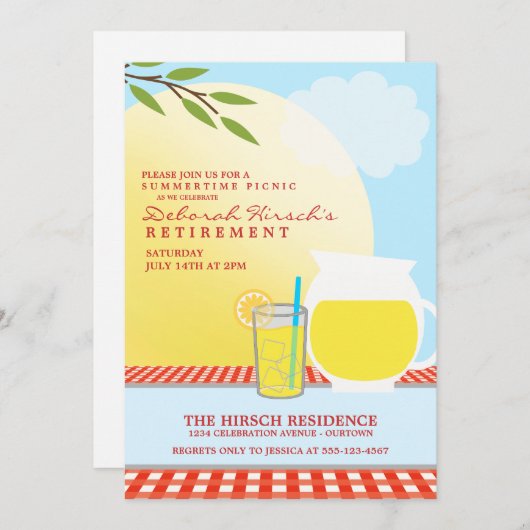 定年ピクニックパーティの招待状 招待状 (正面/裏面)
