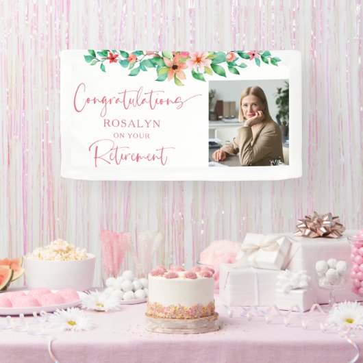 定年フローラ熱帯写真スクリプトおめでとう 横断幕 (パーティー)