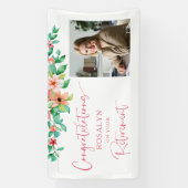 定年フローラ熱帯写真スクリプトおめでとう 横断幕 (縦)