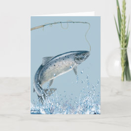 定年リタイアの釣り竿と魚 カード