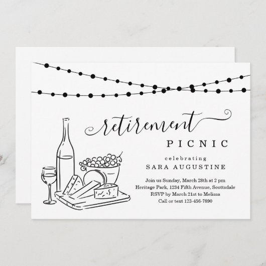 定年ワインテイスティングとチーズピクニックパーティー 招待状 (正面/裏面)