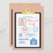 定年医師処方箋型枠パーティーレディ 招待状 (正面/裏面)