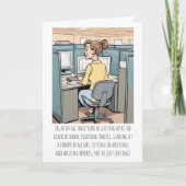 定年女性オフィスワーカーおもしろカスタムテキスト カード (正面)