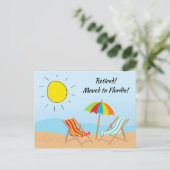 定年後 フロリダのビーチシーン 新しい住所 案内ポストカード (スタンド正面)