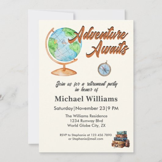 定年旅行の冒険が地球を待つ 招待状 (正面)