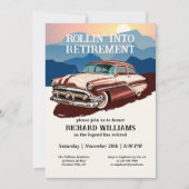 定年旅行レトロクラシックカーテーマ 招待状 (正面)