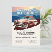 定年旅行レトロクラシックカーテーマ 招待状 (スタンド正面)