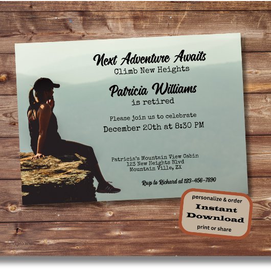定年登山次の冒険崖の上の女性 招待状