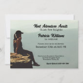 定年登山次の冒険崖の上の女性 招待状 (正面)