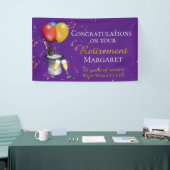 定年祝い ポップ おめでとう パープル 横断幕 (トレードショー)