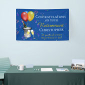 定年祝い ポップ おめでとう ブルー 横断幕 (トレードショー)