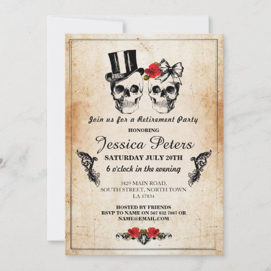 定年誕生日 スカルズ インビテーション ハロウィン ローズ (正面)