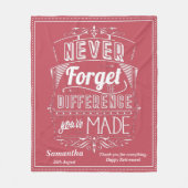 定年賞決してサーモン忘れクピンク フリースブランケット (正面)