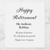 定年退職おめでとう　名前　勤続年数　退職 ワインラベル (シングルラベル)