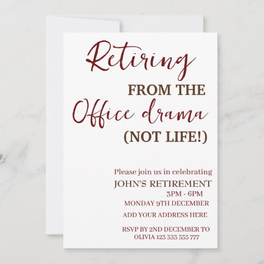 定年退職おもしろい 招待状 (正面)