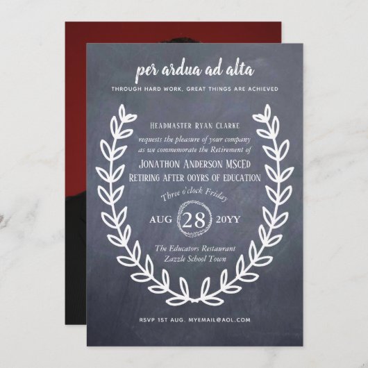 定年退職の教授・講師・教師 ラテン語の引用 招待状 (正面/裏面)