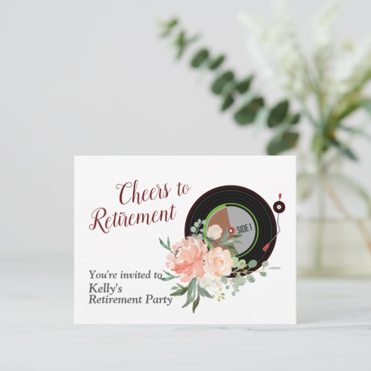 定年退職パーティの招待状はがき インビテーションポストカード (スタンド正面)